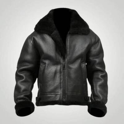 Mens B3 Bomber Flying Aviator RAF Faux Fur Real Sheepskin Leather Jacket