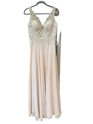 シルク Cinderella Divine UJ0123 Formal Dress sz M Sleeveless Long Beaded