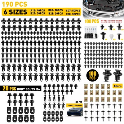 40xMetal Car Screw Body Fender Bumper Retainer U Nut Clips Gasket Fastener Kit