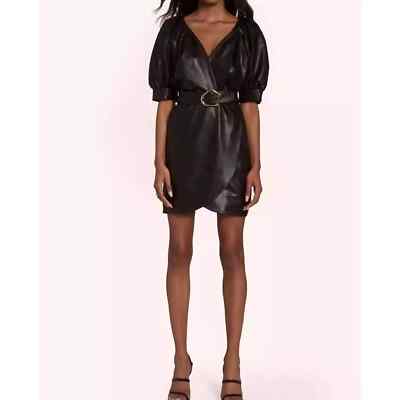 Amanda Uprichard Size Large Black Durand Faux Leather Mini Dress | eBay