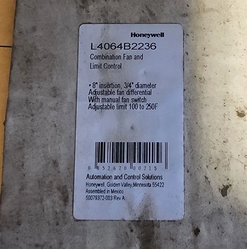 Honeywell L4064B2228 Forced Air Fan and Limit Controller