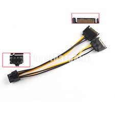 LOT Dual SATA 15 pin Male to 8 pin 6 2 PCI-Express PCIe Video Graphic Card Power