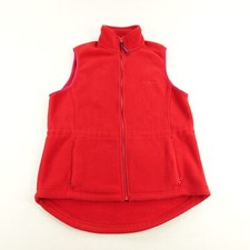 Vintage LL Bean Vest Womens Small Red Fleece Sweater Full Zip Up Made In USA