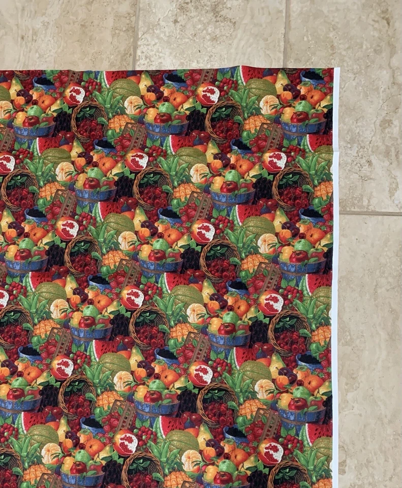 Tela Daisy Kingdom BTY #4399 Summer Bounty empaquetada por todas partes ~ Cesta de frutas ~ Nuevo de Lote Antiguo Foto 4 de 4