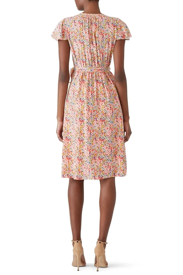 Платье с запахом Rebecca Taylor Margo розовое с цветочным принтом короткий рукав женское размер 4 - Изображение 3 из 4