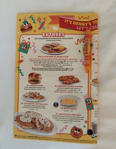 1 DENNY'S Restaurant Menu GRAND SLAMS ARTIST STUDIO, ART, fun For Kids ...