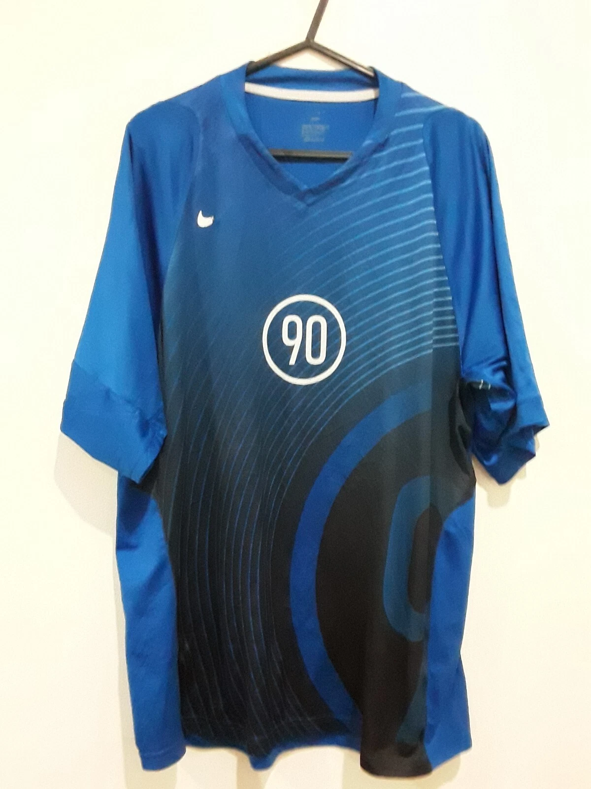 Nike Shirt Jersey 90 Mens Size Large Blue Quick dry Short Sleeve Sports