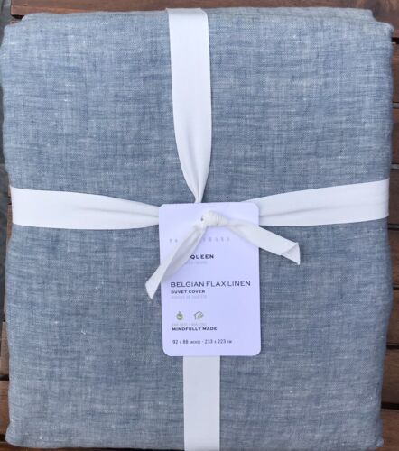 Pottery Barn BELGIAN FLAX LINEN DUVET COVER, Full.Queen, New  W/$279.00 tag - Zdjęcie 1 z 3