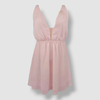 $249 Lise Charmel Women's Pink Sheer Chiffon Slip Night Dress Size M