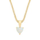 9ct Yellow Gold Natural Opal Heart Solitaire Pendant + 18" Chain - October