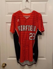 NWT Fairfield Russell Athletic Orange Black White Baseball Jersey Medium