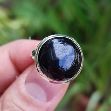 Black Onyx Ring 925 Solid Sterling Silver Round Shape Stone Ring Perfect Gift