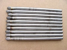 lot of 10 1/4 in shaft shank carbide tipped burr deburr E P Heller round egg bit