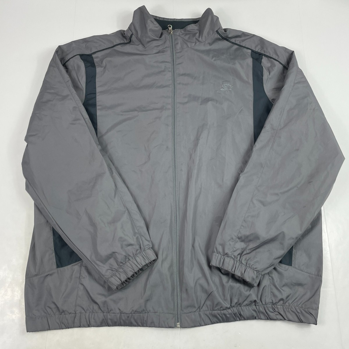 VINTAGE Starter Jacket Men Extra Large Gray Full Zip Windbreaker