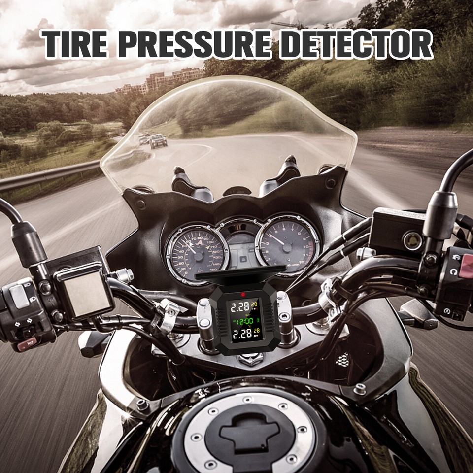 Motorcycle TPMS Tire Pressure Monitoring System Solar Wireless