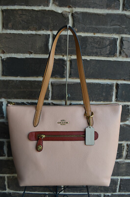 NWT COACH TAYLOR PEBBLED LEATHER TOTE IVORY BLUSH MULTI