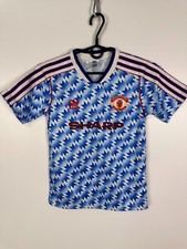 MANCHESTER UNITED 1990 92 AWAY RETRO REPLIKA FOOTBALL SOCCER JERSEY ADIDAS YOUTH