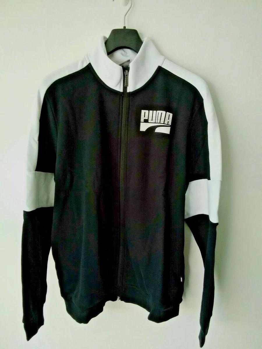 PUMA Rebel Black and White Colourblock High Neck Zip Up Tracksuit Size Large