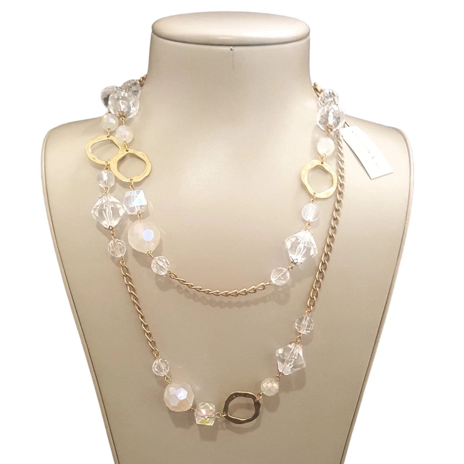 VETEMENTS Collana donna STEPHAN & CO catena placcata oro perline nuova con etichetta