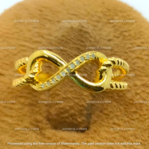 0.05CT Round Natural Diamond Infinity Engagement Ring 14K Yellow Gold Plated - Picture 3 of 8