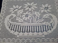 Antique MARY CARD 'Poinsettia' Centrepiece 1930 Design Filet Hand Crochet
