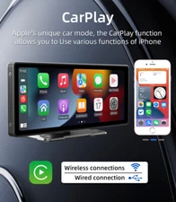 10" Wireless Touch Screen BT Android Auto HD Portable Multimedia Apple Carplay