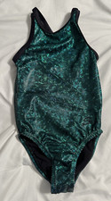 Satara Leo  s Toddler Size Gymnastics Dance Leotard Green Black Sparkle