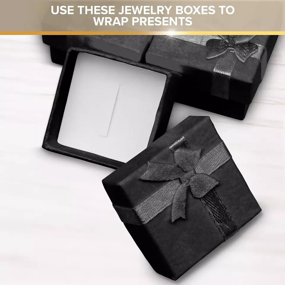 Small Jewelry Bulk Engagement Ring Gift Boxes with Lid for Girls 24Pcs  Black NEW