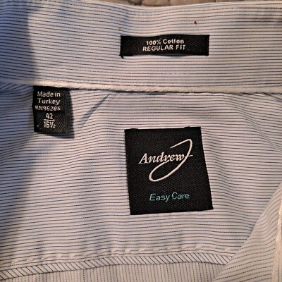 andrew j dress shirts Andrew J Easy Care Long Sleeve Button Down 100% Cotton Dress Shirt 42 16.5