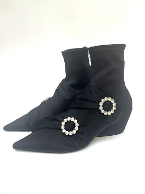 Zara neue Damen-Stiefel schwarzer Absatz mit Diamant UK4 EUR37 US6,5 Ref. 7149 201