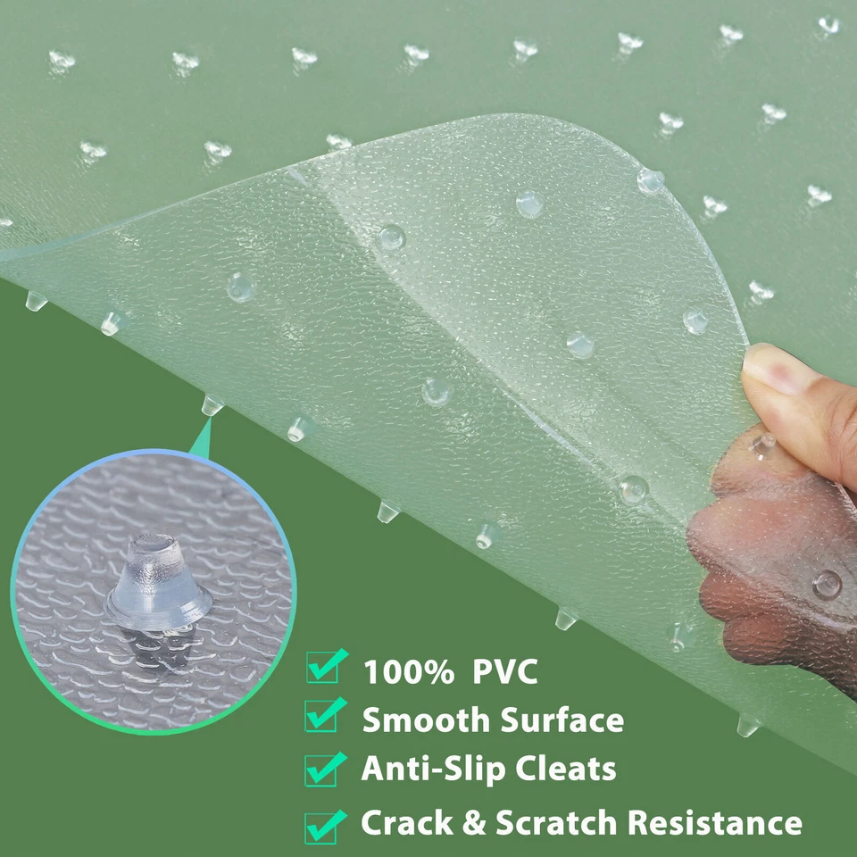 PVC Home Office Chair Floor Mat Studded Back with Lip for Pile Carpet 36" x 48" - Image 4 of 4