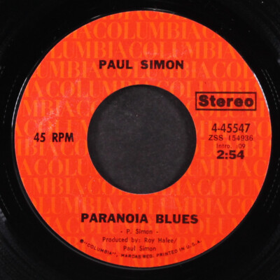 PAUL SIMON: mother and child reunion / paranoia blues COLUMBIA 7'' Single 45 RPM