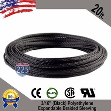 20 FT. 3/16" Black Expandable Wire Cable Sleeving Sheathing Braided Loom Tubing