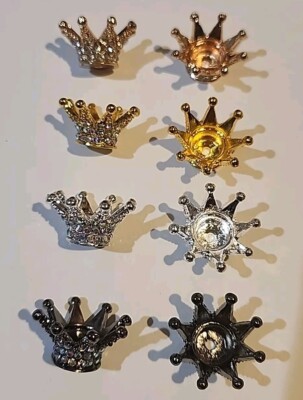 8Pcs Crowns Black Silver Rose Gold Rhinestone Beads DIY Pens Jewelry Focal