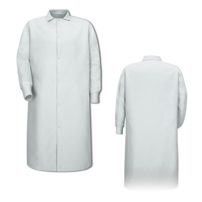 Red Kap Gripper-Front Spun Polyester Pocketless Butcher Coat with Knit Cuffs