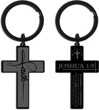 Inspirational Bible Verse Cross Keychains, Religious Christian Birthday Baptism