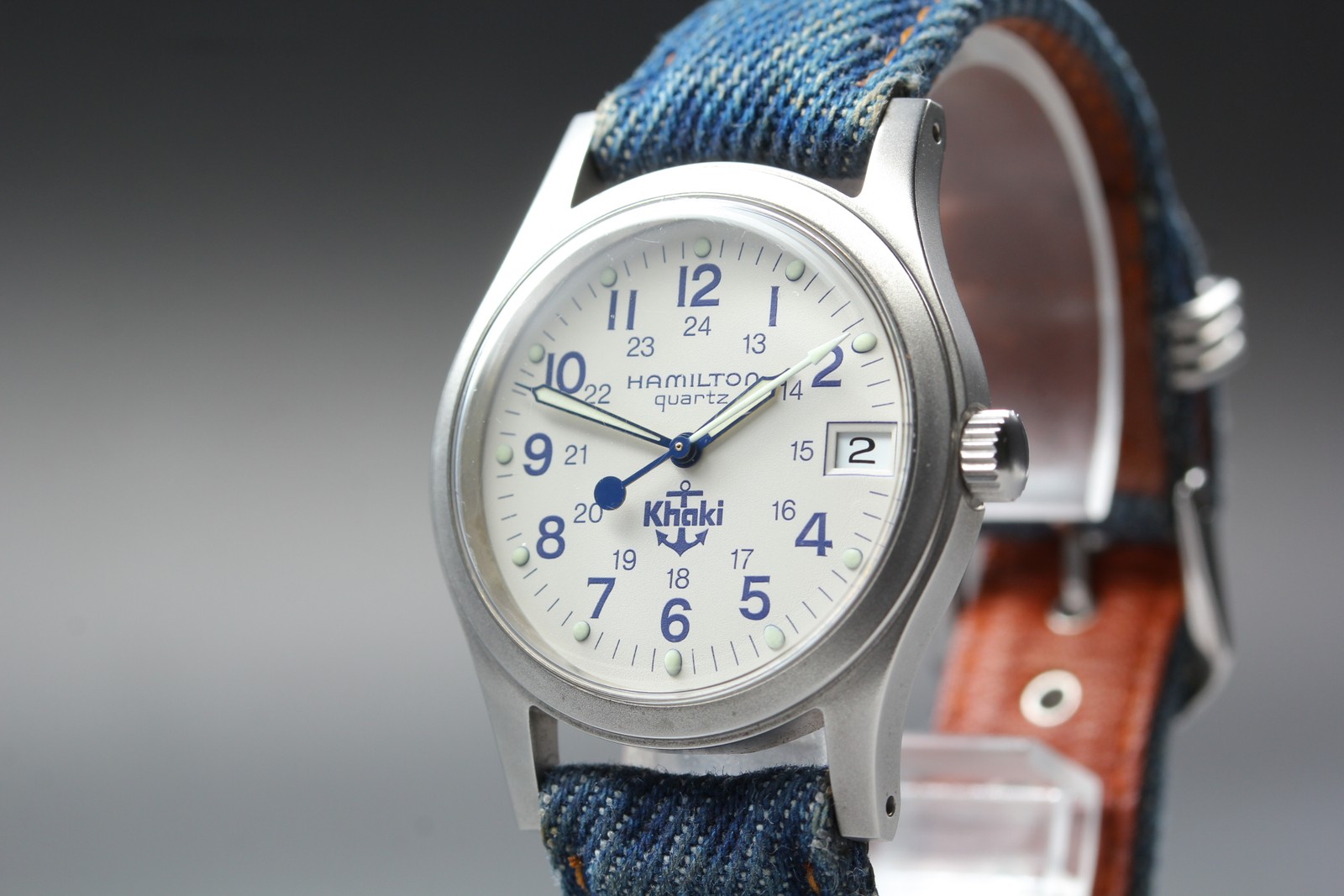 [Near MINT] Hamilton Khaki 9797 33mm White Dial Military Quartz Men's Watch