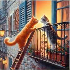 Cats Diamond Art Kits for Adults, Diamond Painting Kits for Adults, Romantic 5D