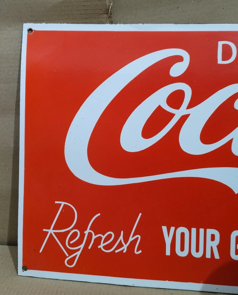 Drink Coca Cola Porcelain Enamel Sign  36 x 15 Inches 1 Sided - Image 2 of 4