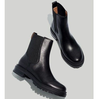 Madewell Black Bradley Lugsole Leather Chelsea Boots Sz 7.5  display picture 1