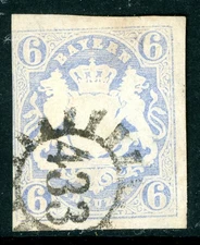 Germany States 1867 Bavaria 6Kr Ultra Scott #17 VFU M438