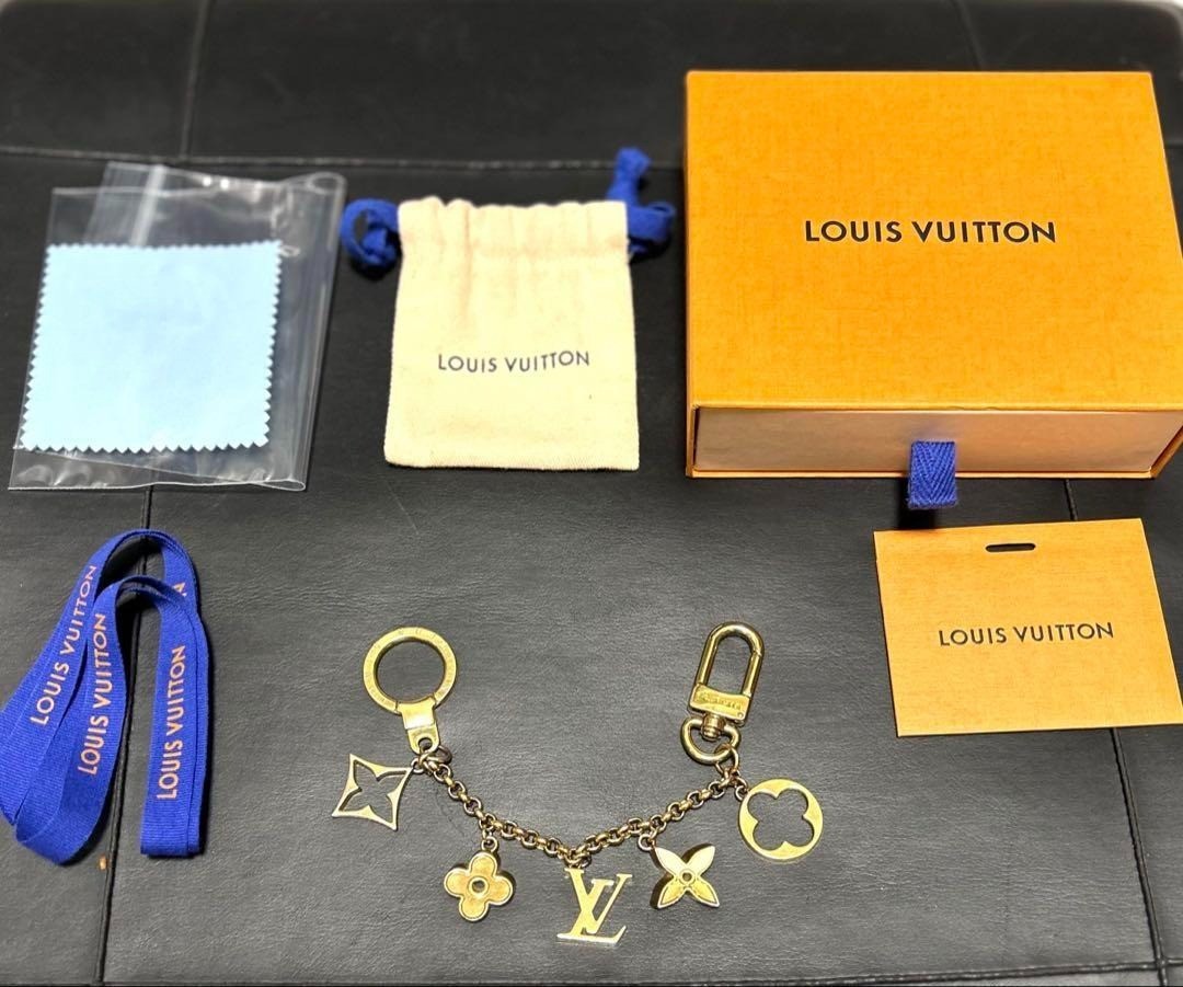 Authentic LOUIS VUITTON Bag Charm Chain Fleur de Monogram