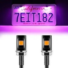 Super Bright Waterproof Black Aluminum License Plate Light Holder Purple 2PCS