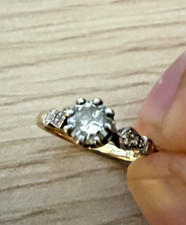 Antique 18ct Gold Diamond Engagement Ring Old Cut Solitaire Hallmarked Size K