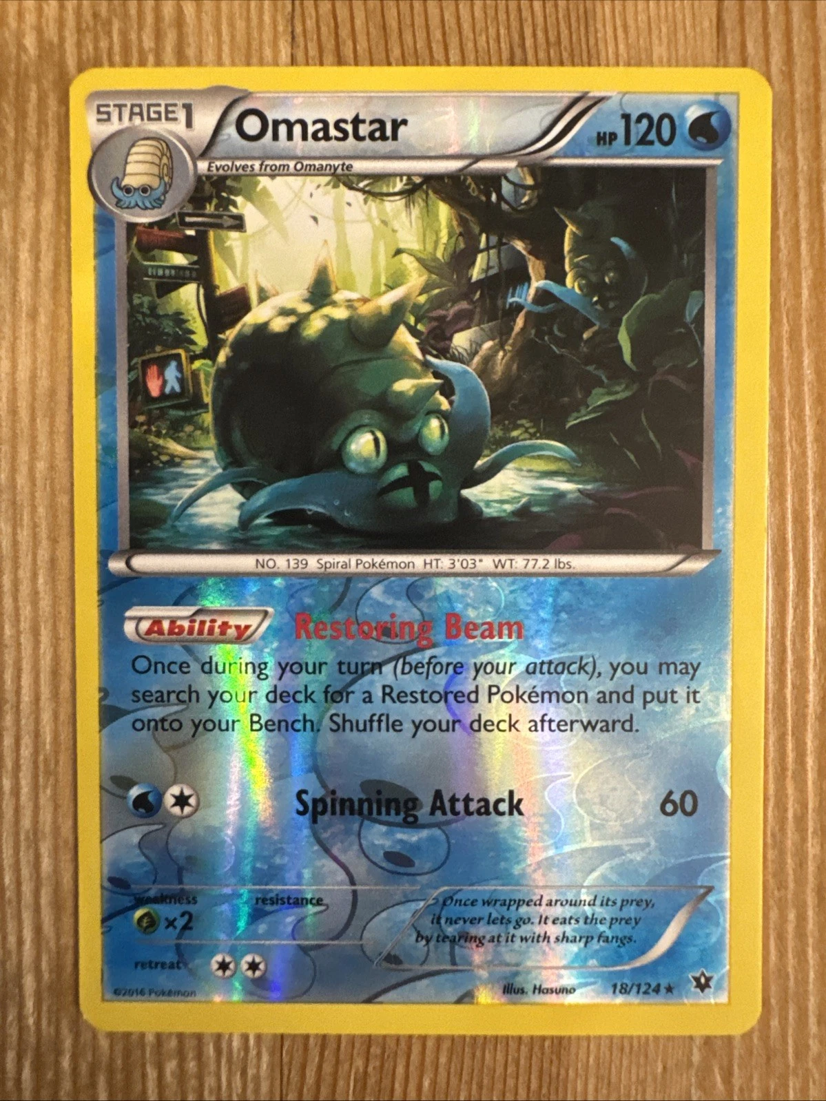 Omastar 18/124 Pokémon Fates Collide Reverse Holo - Rare - LP