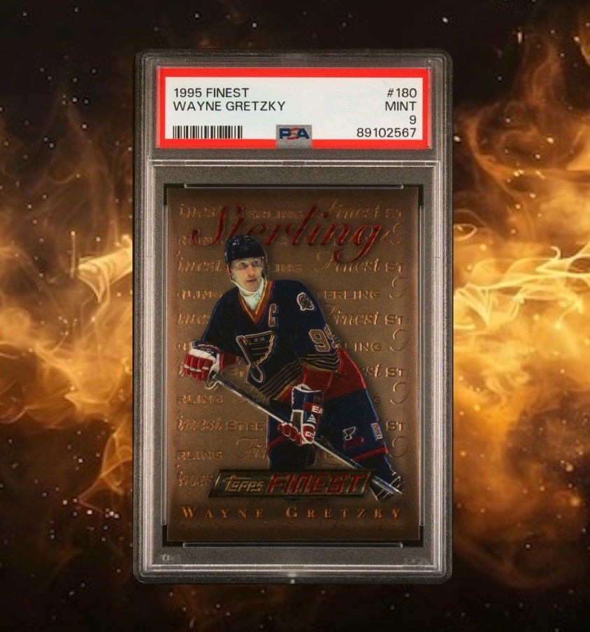 1995 Rare Topps Finest Gold Wayne Gretzky #180 PSA Mint 9 view 1