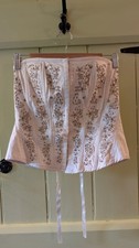 Y2K Cream Beaded Lace Up Corset Top Size 12 - Fairy Cottagecore