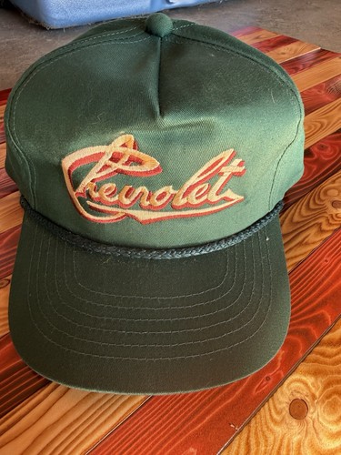 Vintage Chevrolet Script Logo Green Snanpback Hat