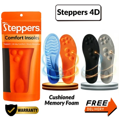 BRANDED Steppers 4D Work Boot Insoles Hiking Trainer Inner Soles Foot Inserts Anti Odour