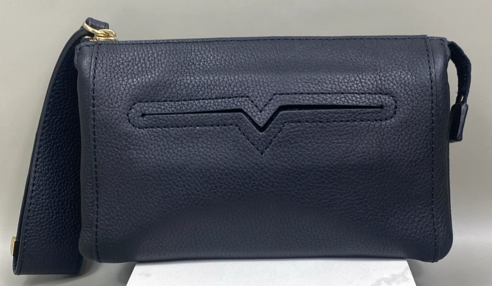 Vince Camuto Clutch Wristlet 100% Couro Genuíno Preto com Cabo Largo - Raro - Imagem 3 de 4